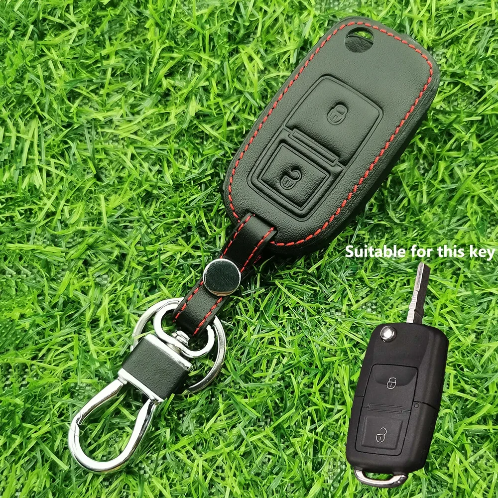 Fashion 2 Buttons Leather Remote Flip Car Key Cover Case For VW MK4 Seat Altea Alhambra Ibiza Polo Golf 4 5 6 Transporter Amarok