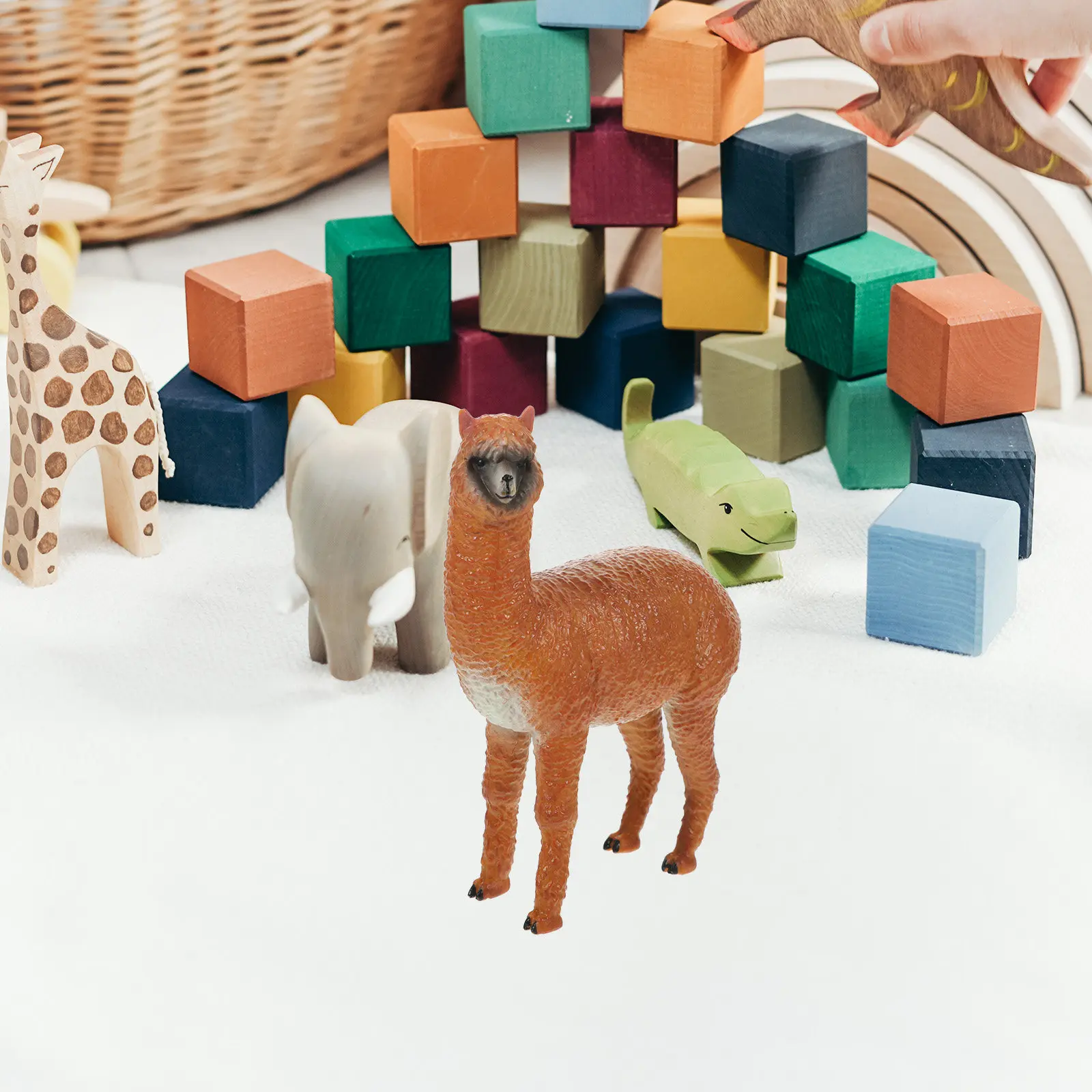 

Lifelike Alpaca Ornament Plastic Simulation Animal Figure for Bedroom Living Room Kids Learning Space Wildlife Themed Home Decor