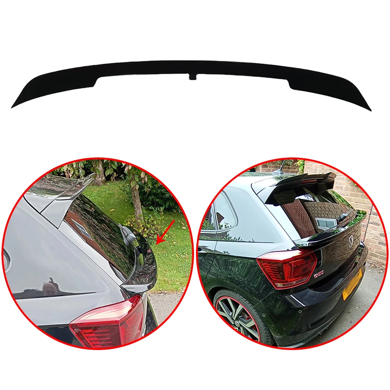 

High Quality ABS Middle Spoiler Glossy Black Carbon Fiber Look For VW Volkswagen New Model Polo 2019 2020 2021 2022 2023 2024