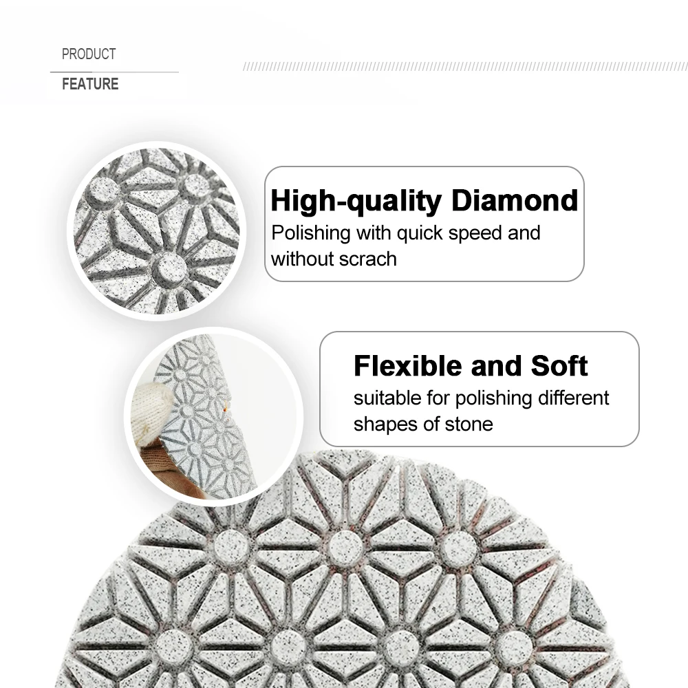 SHDIATOOL 3pcs/set Dia 100mm/4inch Three Steps Diamond Polishing Pads Resin Bond Flexible Sanding Discs For Marble Soft Stone