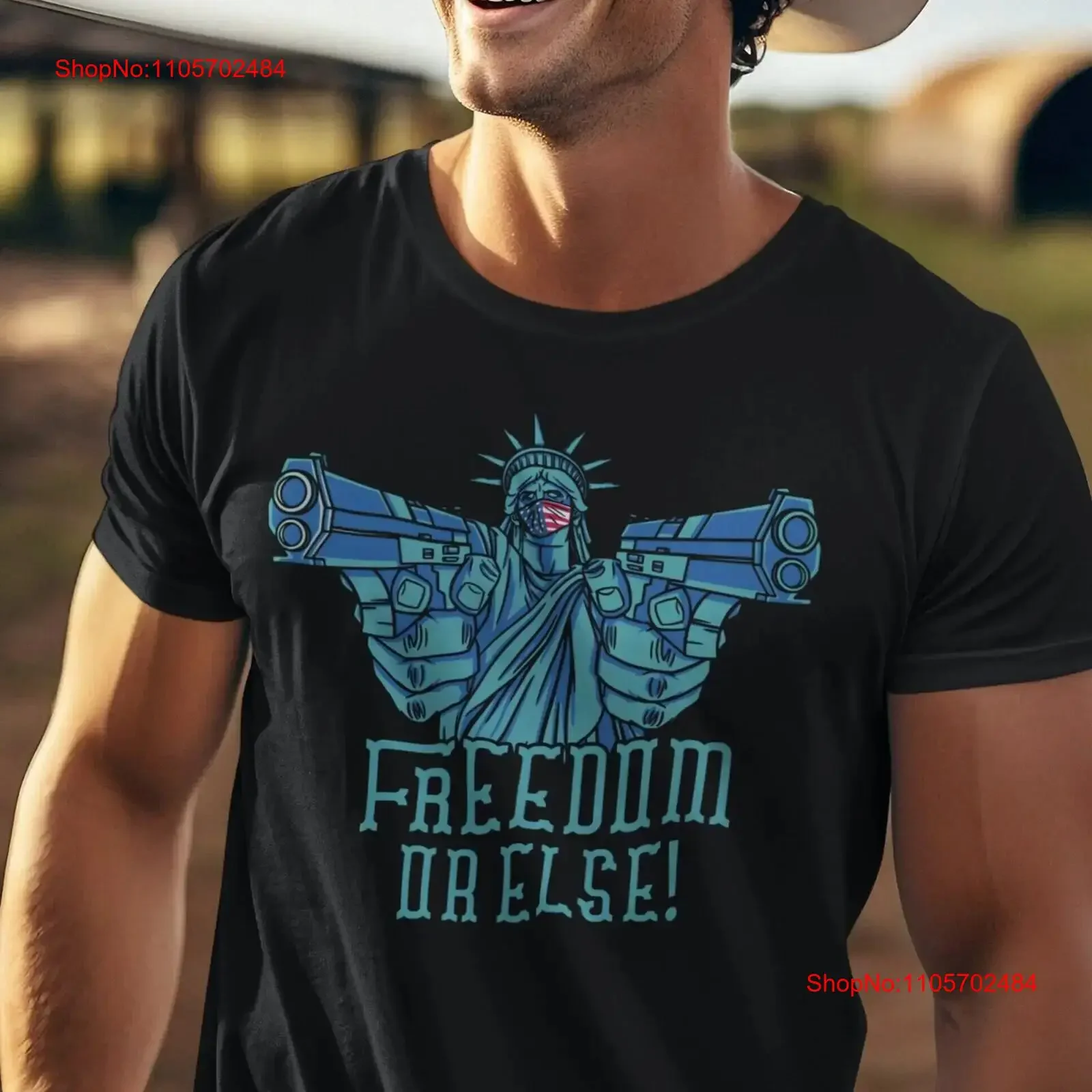 Freedom or Else Statue of Liberty T Shirt Holding Guns Seeds American Patriotic USA 2nd Amendment America Apparel vintage