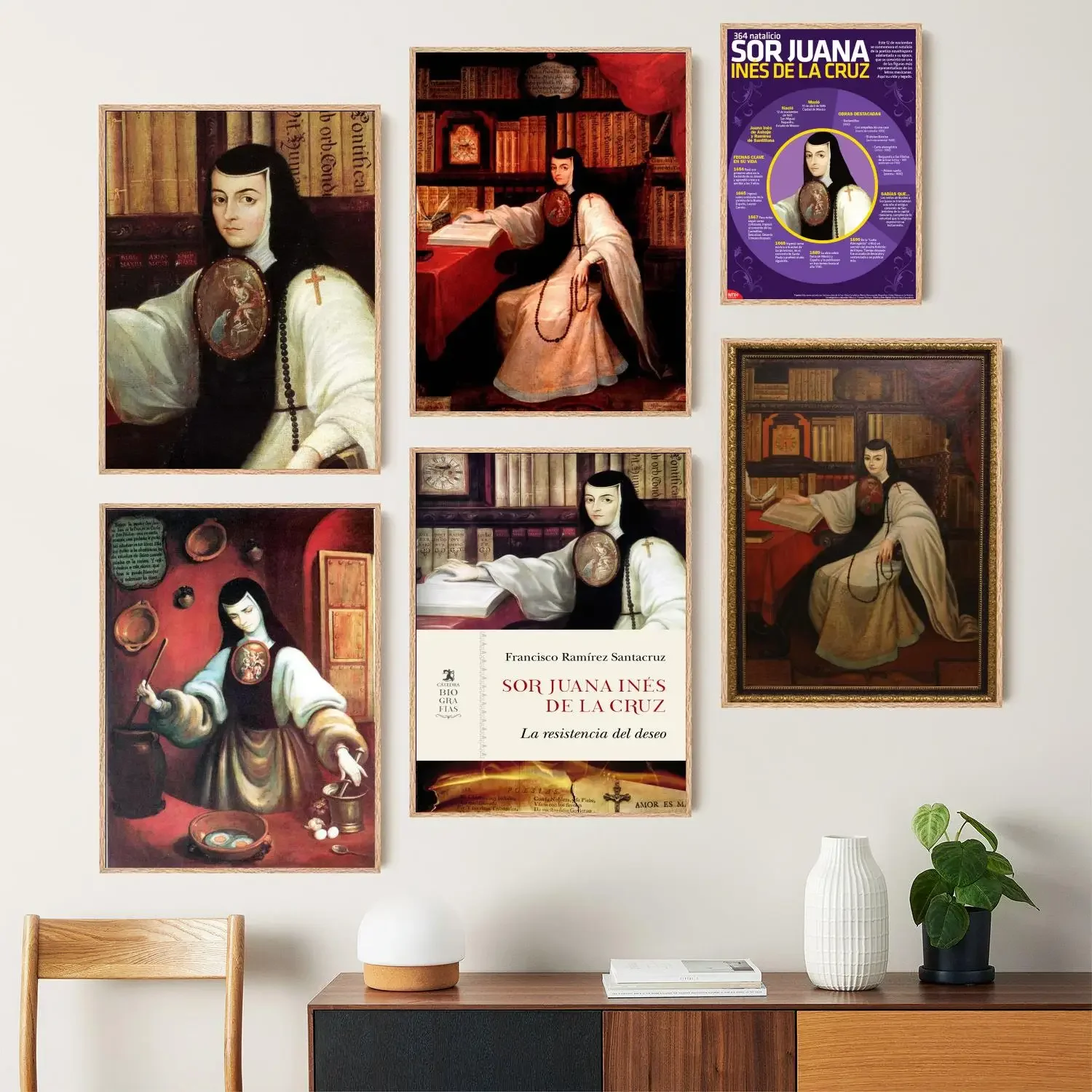 sor juana ines de la cruz Canvas Art Poster, Wall Art Picture Print, Modern Family Bedroom Decor Posters