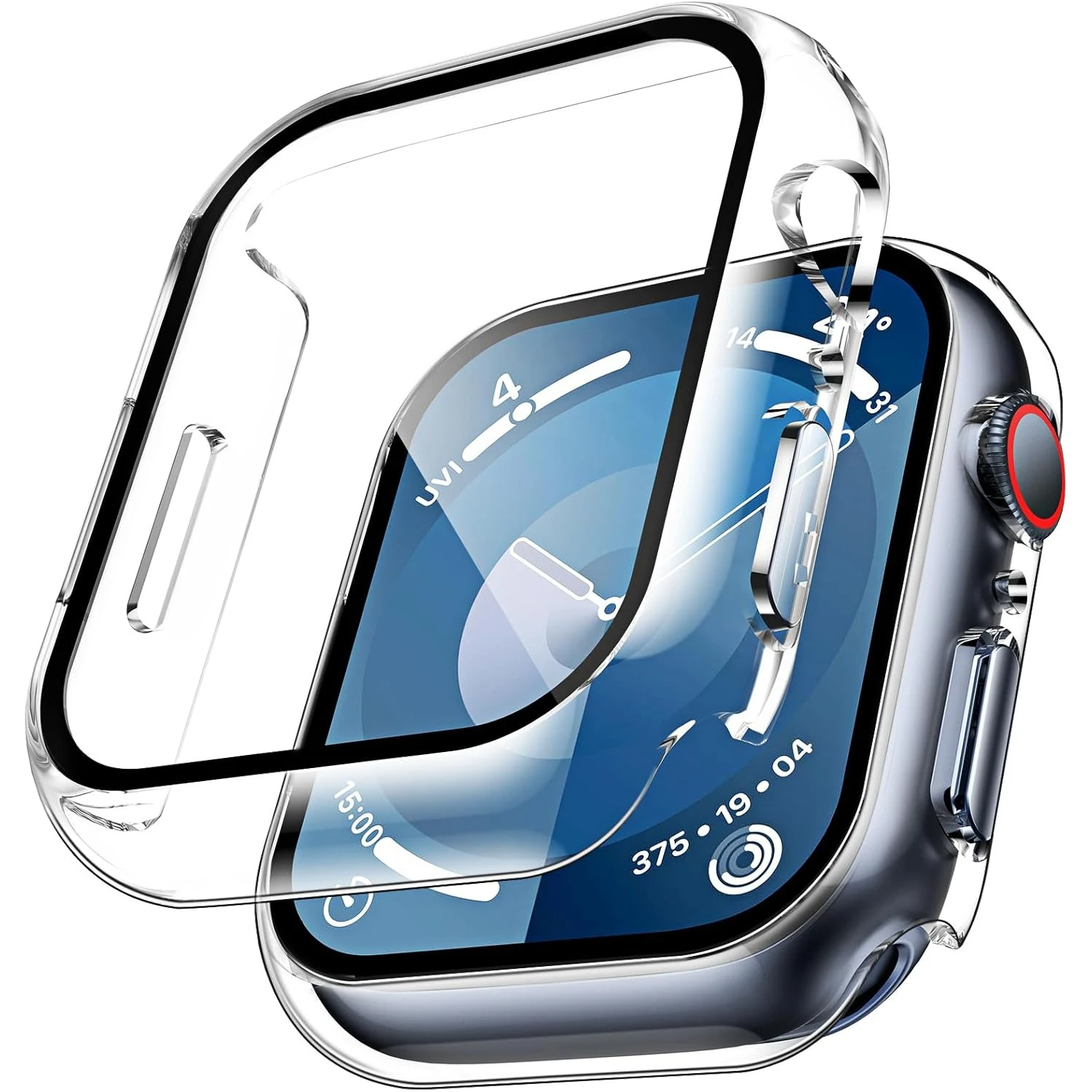 Vidro Temperado e Capa para Apple Watch, PC Bumper, Capa Protetora de Tela, iWatch Série 6, 5, 4, SE2, 38mm, 40mm, 42mm, 41mm, 45mm, 9, 8, 7