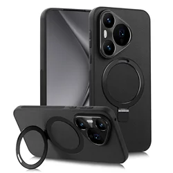 For Huawei P70 Plus P60 Mate 60 50 40 Pro Leather Magnetic Phone Case Shockproof Protection Cover Metal Holder MagSafe Charging