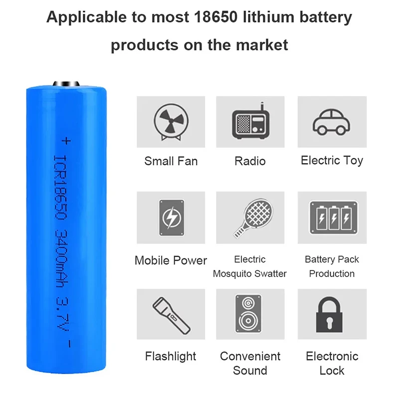 NEW 3.7V 3400mah Battery 18650 Lithium Rechargeable Battery for Flashlight 、toy、remote control car Etc