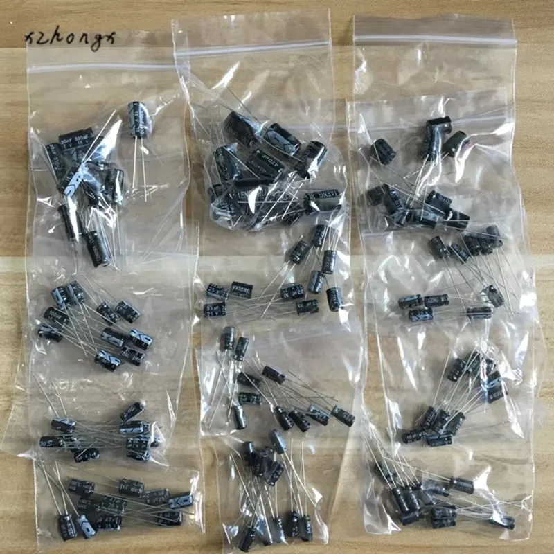 120pcs 12 Values 0.22UF-470UF Aluminum Electrolytic Capacitor Assortment Kit Set Pack