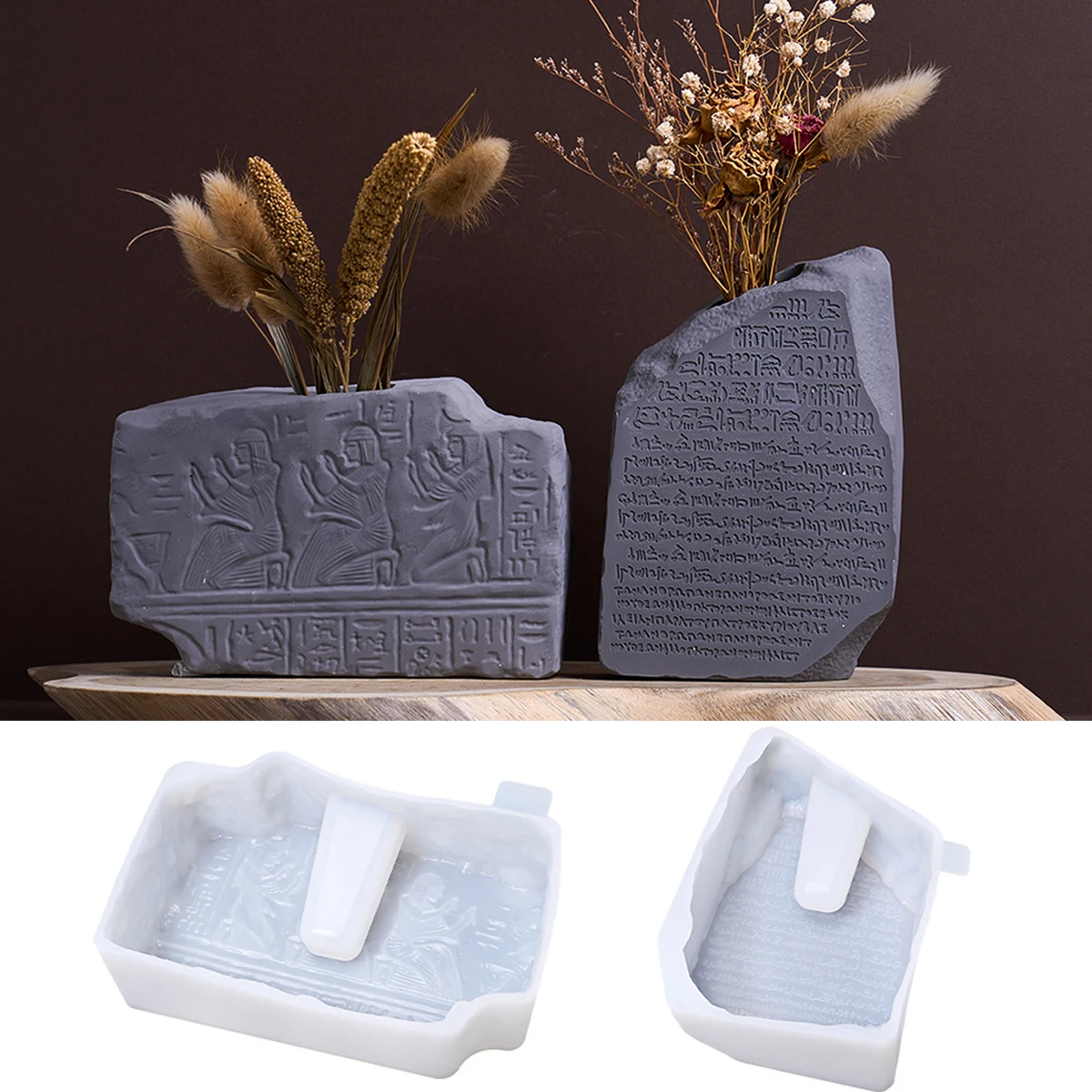 Egito roseta pedra molde de silicone diy criativo vaso ornamentos molde de gesso decoração de mesa fazendo ferramentas estátua tema egito