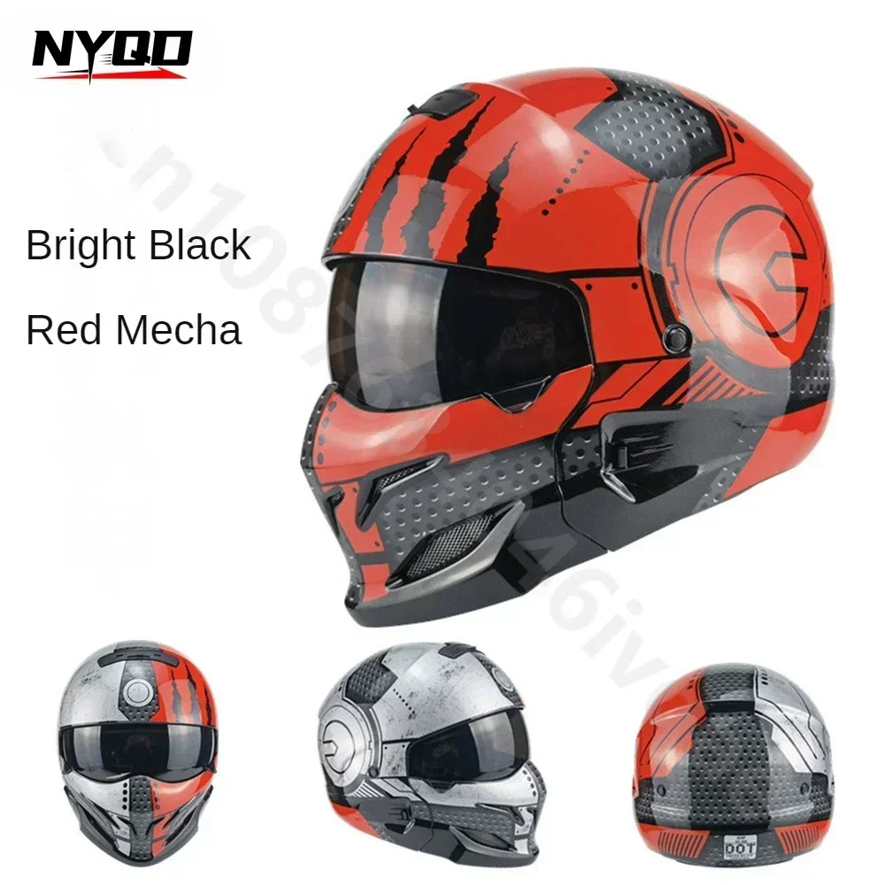 368 Retro Scorpion Helmet Motorcycle Riding Ghost Face Warrior Detachable Combination Full Face Half Moto Cascos AHP All-season