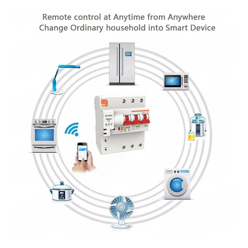 Tuya Zigbee Circuit Breaker 3P Zigbee Switch Overload Short Circuit Protection Power Consumption Smart RC-MCB Alexa Compatible