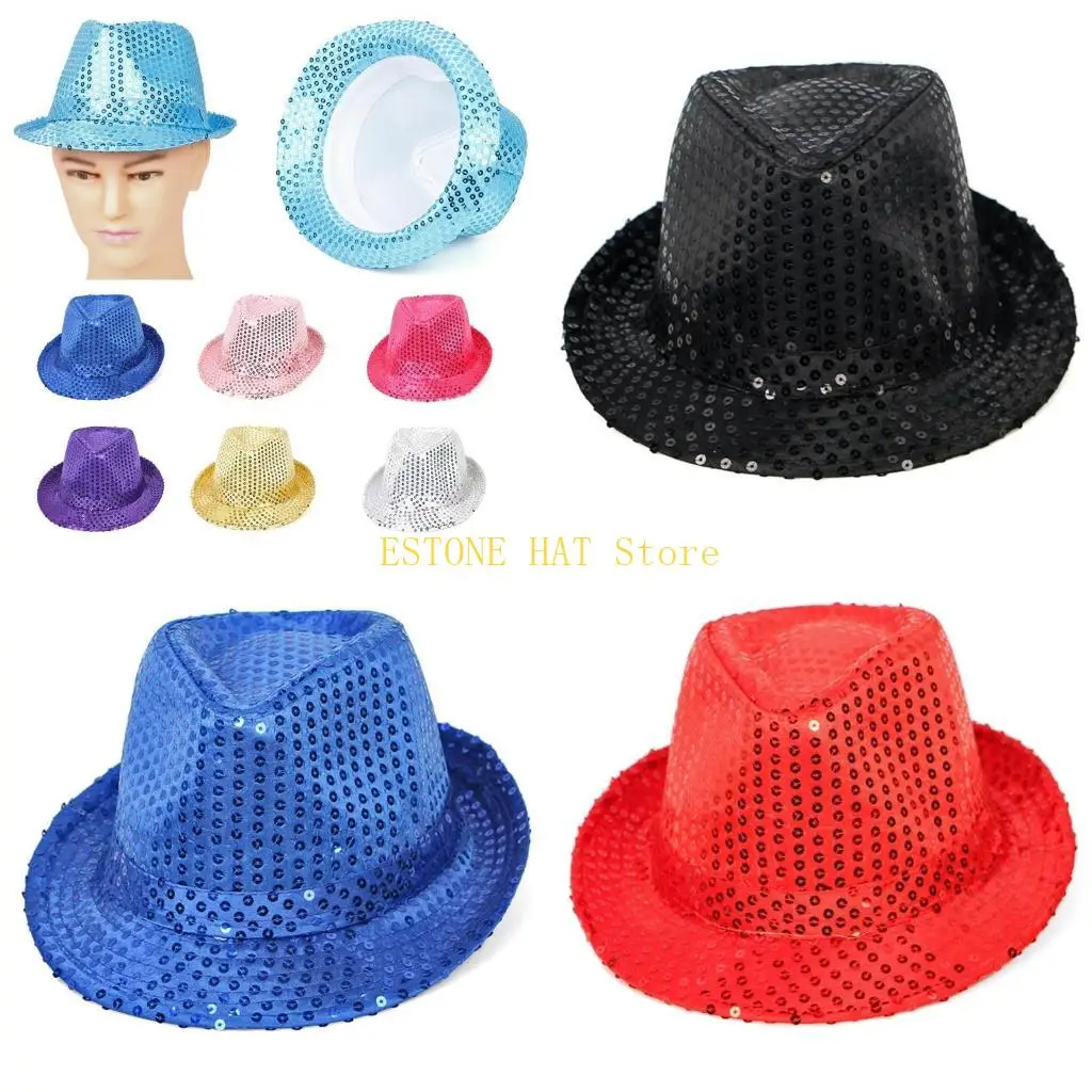 49MF Fedora Hat Cap Sequin Fedora Hat Sequin Hat Disco Fedora hat