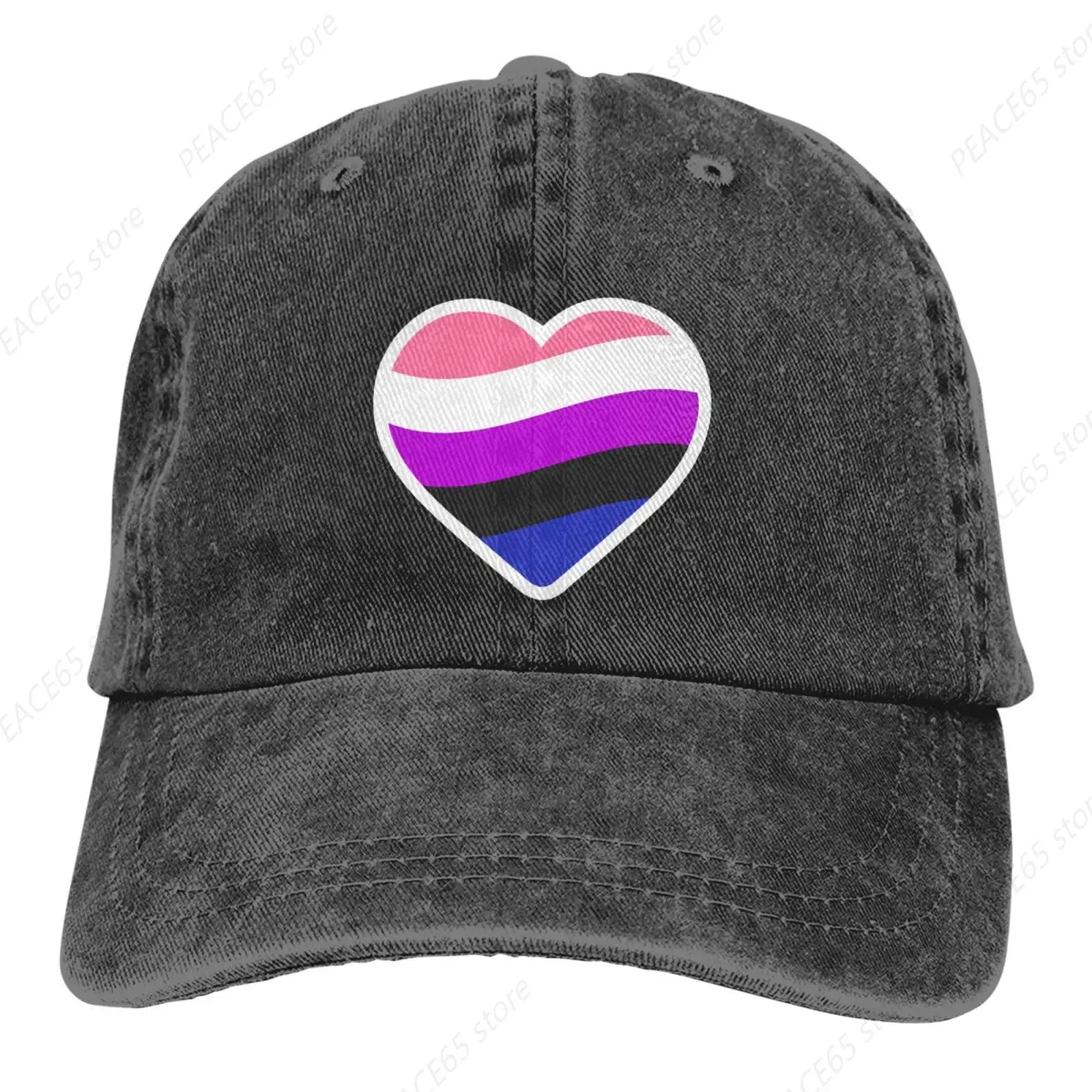 

LGBT Pride Heart Genderfluid Baseball Cap Golf Dad Hat Adjustable Original Classic Low Profile Cotton Hat Men Women