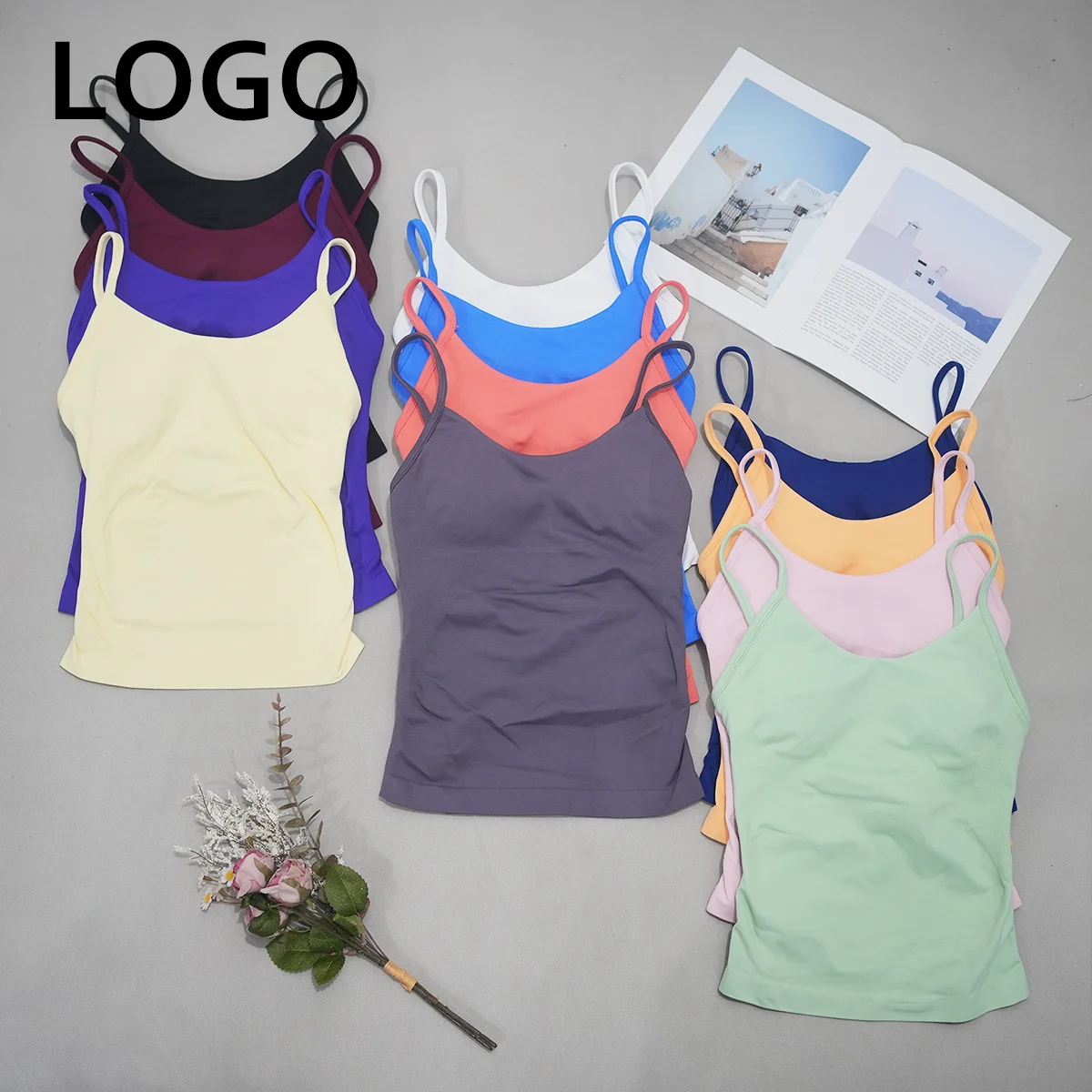 DF-logo Origin Strappy Yoga Top Women Seamless Tank Top Butter Soft Sleeveless Fitness Vest Breathable Quick Dry Gym Workout