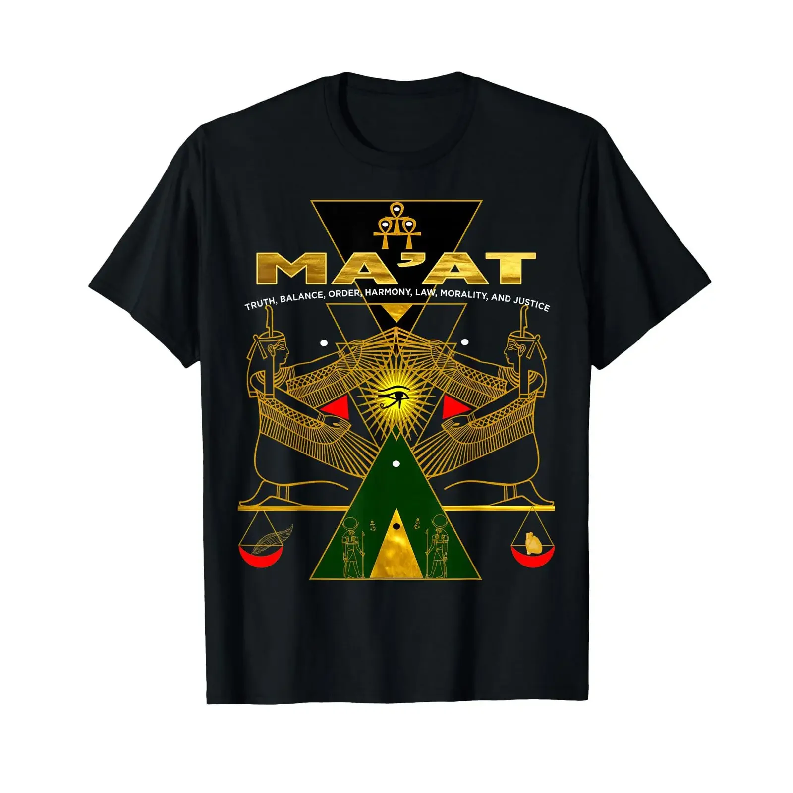 Ancient Egyptian Sacred kemetic Geometry Goddess MAAT T Shirt vintage Washed homme Stretched graphic Unisex Stylish fashion