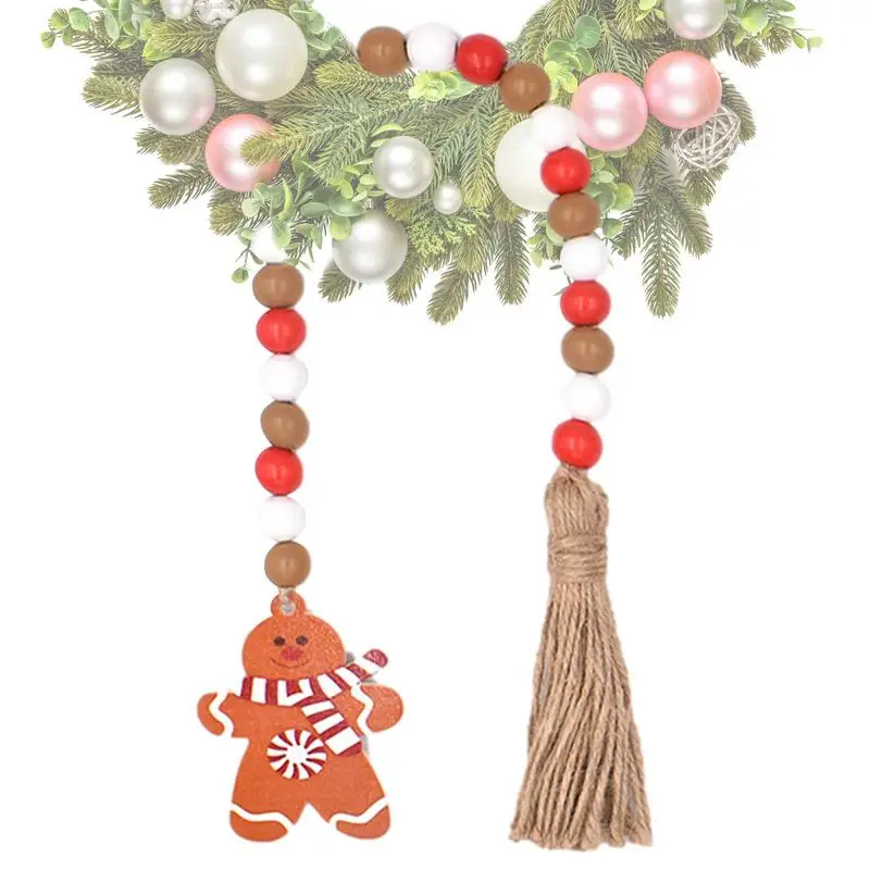 Christmas Tassel Garland Christmas Tree Rustic Beaded Garland Wood Bead String For Christmas Tree Decor