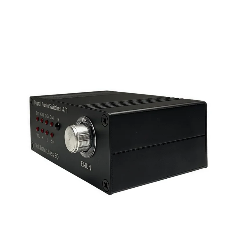 AA60-Stereo Audio Switcher 4 en 1 Ajuste de volumen Soporte de configuración de efectos de sonido de agudos y graves