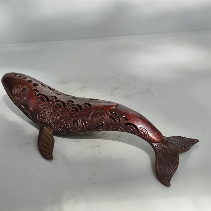 

LittleFairy/Retro Brass Hollow Whale Incense Burner Desktop Ornaments Exquisite Craft Sculpture Living Room Home Decoration Gift
