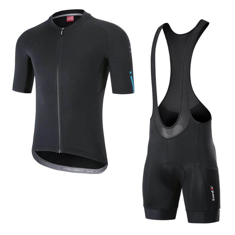 Santic Men Cycling Sets Summer MTB 4D Padded Bib Shorts  Riding Jerseys Bicycle Clothes Breathable Quick Dry Suits Asia Size