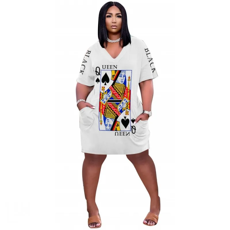 S-5XL Big Size African Dresses For Women Africa Clothing New Short Sleeve Casual Letter Print Dress Fashion Loose Female Dress