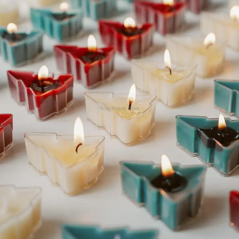 10 Sets of Christmas Tree Acrylic Tea Wax Boxes Diy Aromatherapy Candles Home Decoration Candle Boxes Christmas Gifts