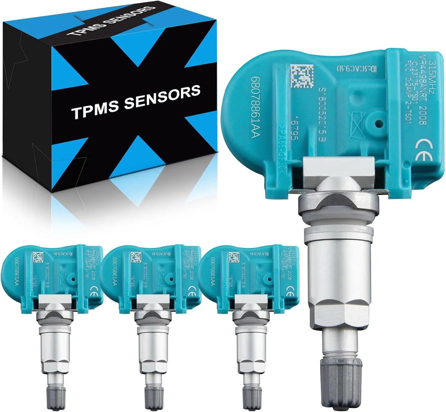 

Pre-Programmed 315MHz TPMS Sensors for Jeep, Dodge, Chrysler Vehicles (4-Pack)