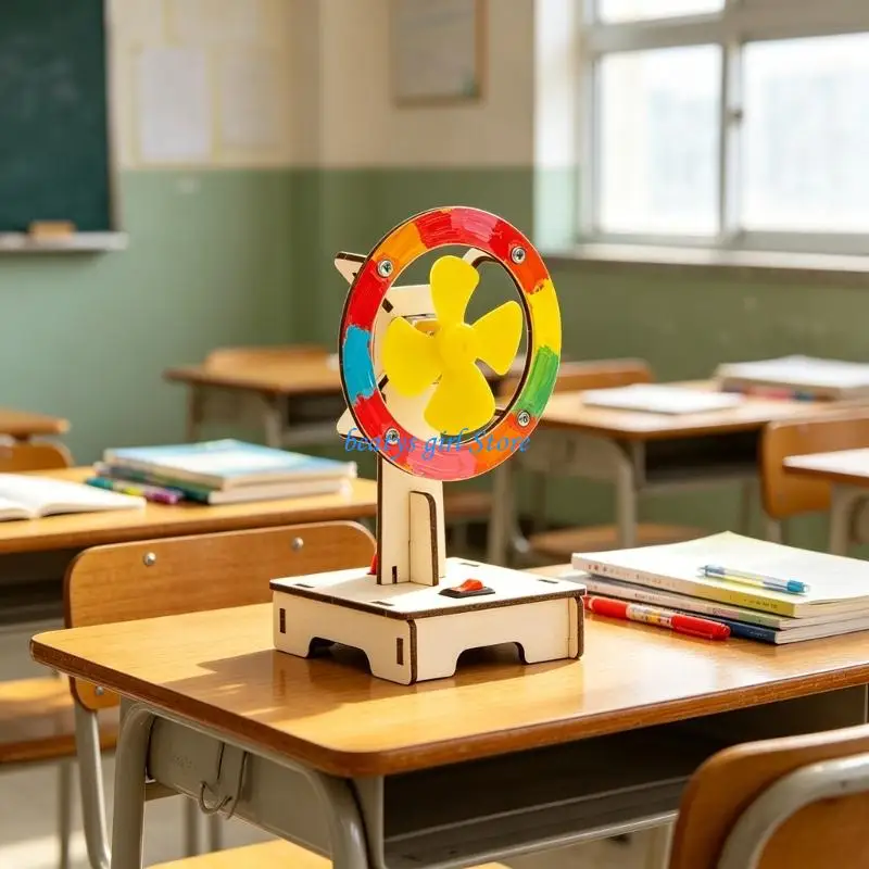 C7AB Educational Wooden Electric Fan Set For Circuit And Wind Principle Exploration