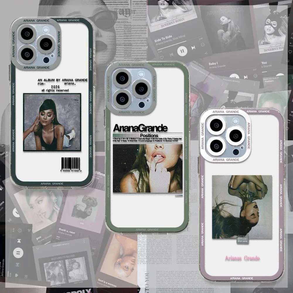 Cantante Ariana Grande funda de teléfono para iPhone 17 16 15 11 12 14 13 Pro Max Mini X XS XR 7 Plus 16E Air cubierta de silicona a prueba de golpes