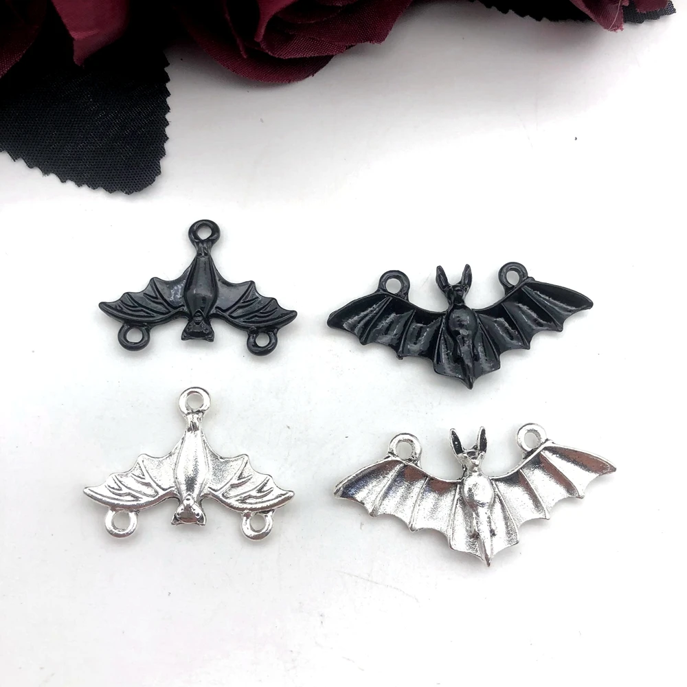 5 Pieces Set Upside Down Bat Two Circle Bat Pendant Women's Earrings Necklace Accessories Jewelry Handmade DIY Accessories