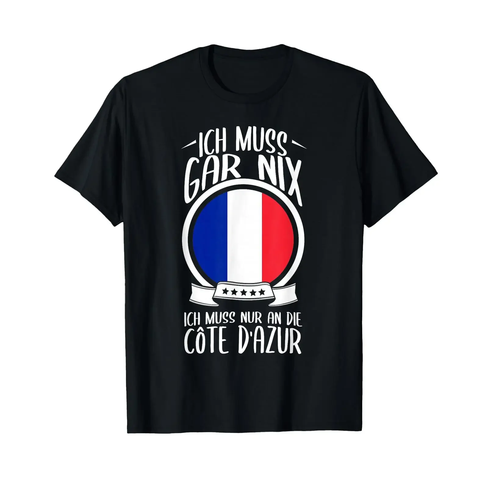 Camiseta con texto en alemán 'Ich muss Gar Nix nur an Die Côte d'Azur' en francés, estilo vintage, lavada, con gráfico, suave y cómoda