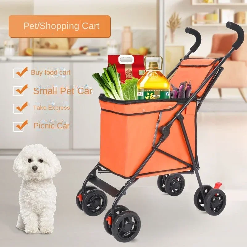 

Outdoor Pet Cart, Dog for Transportation, Cat for Teddy Stroller, Small and Medium-sized Dog Cart Multifunctional Shopping Cart