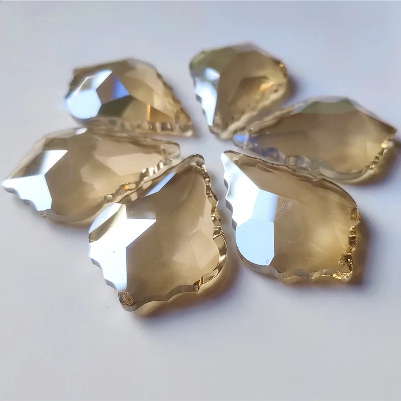 

20pcs/lot 50mm Cognac Crystal Maple Leaf Prism Glass Chandelier Pendant Hanging Wedding/ Home Decoration Christmas Tree Ornament