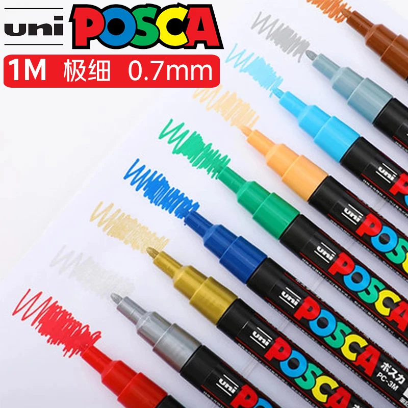 1pcs Uni Posca Paint Marker Pen,36 Colors PC-1M 0.7mm Extra Fine Bullet Tip Rock Painting Drawing Graffitti Acrylic Marking Note