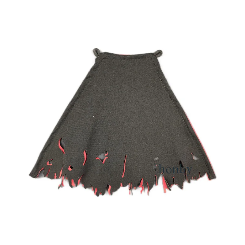 

Аксессуар для костюма солдатки в масштабе 1/12: черно-красный рваный плащ с дырками и бандажным дизайном, с элементами из проволоки, 1 шт.