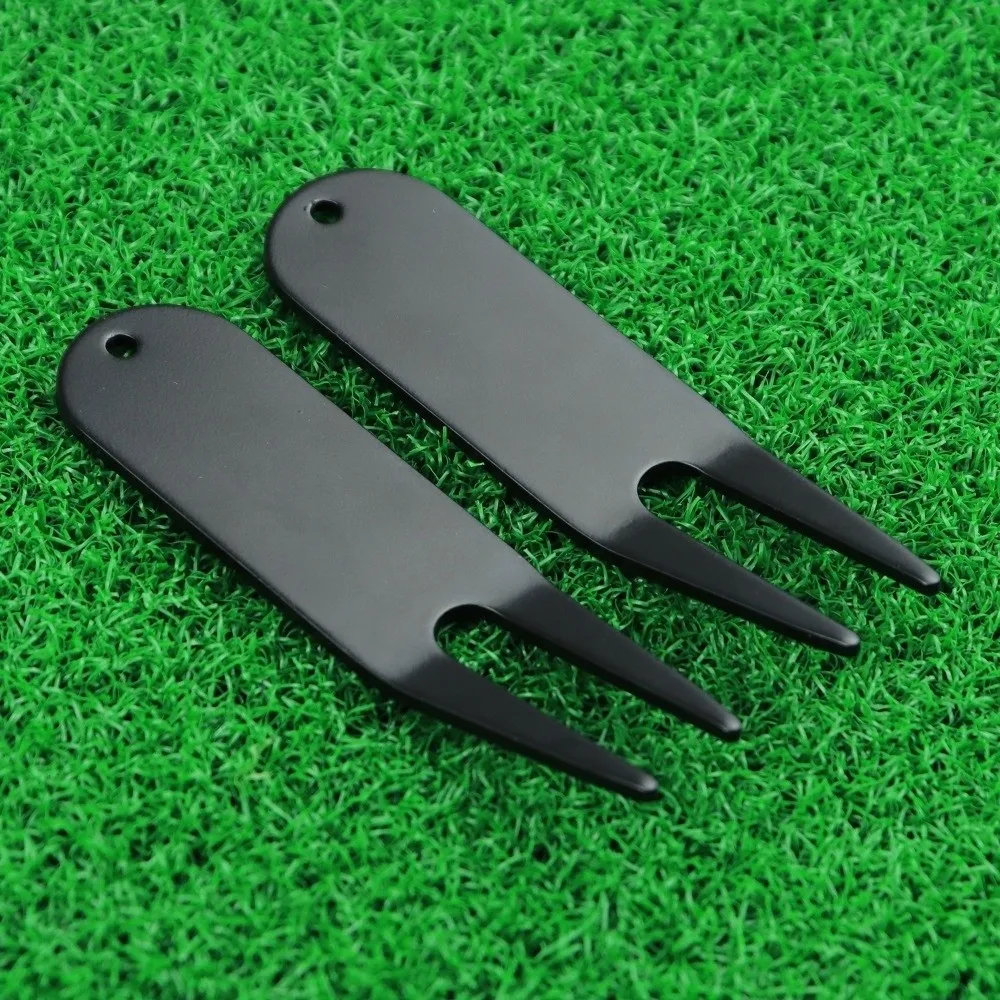 Metal Bending Golf Divot Repair Tool Two-Prong Slim Flat Golf Divot Tool Aluminum alloy Hanging Hole Fairway Repair Fork