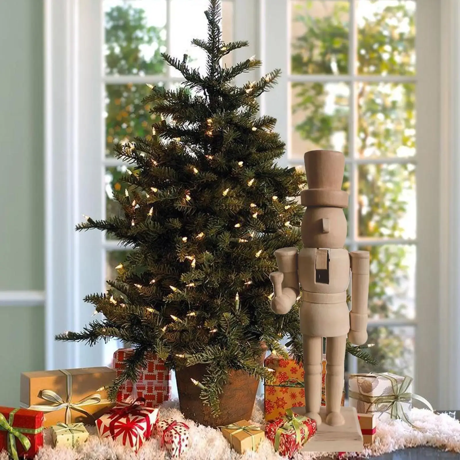 عيد الميلاد غير مكتملة كسارة البندق أرقام خشبية غير مصبوغة الجنود كسارة البندق الخشبية لم تنته مع مجموعة الطلاء للأطفال البالغين جميع