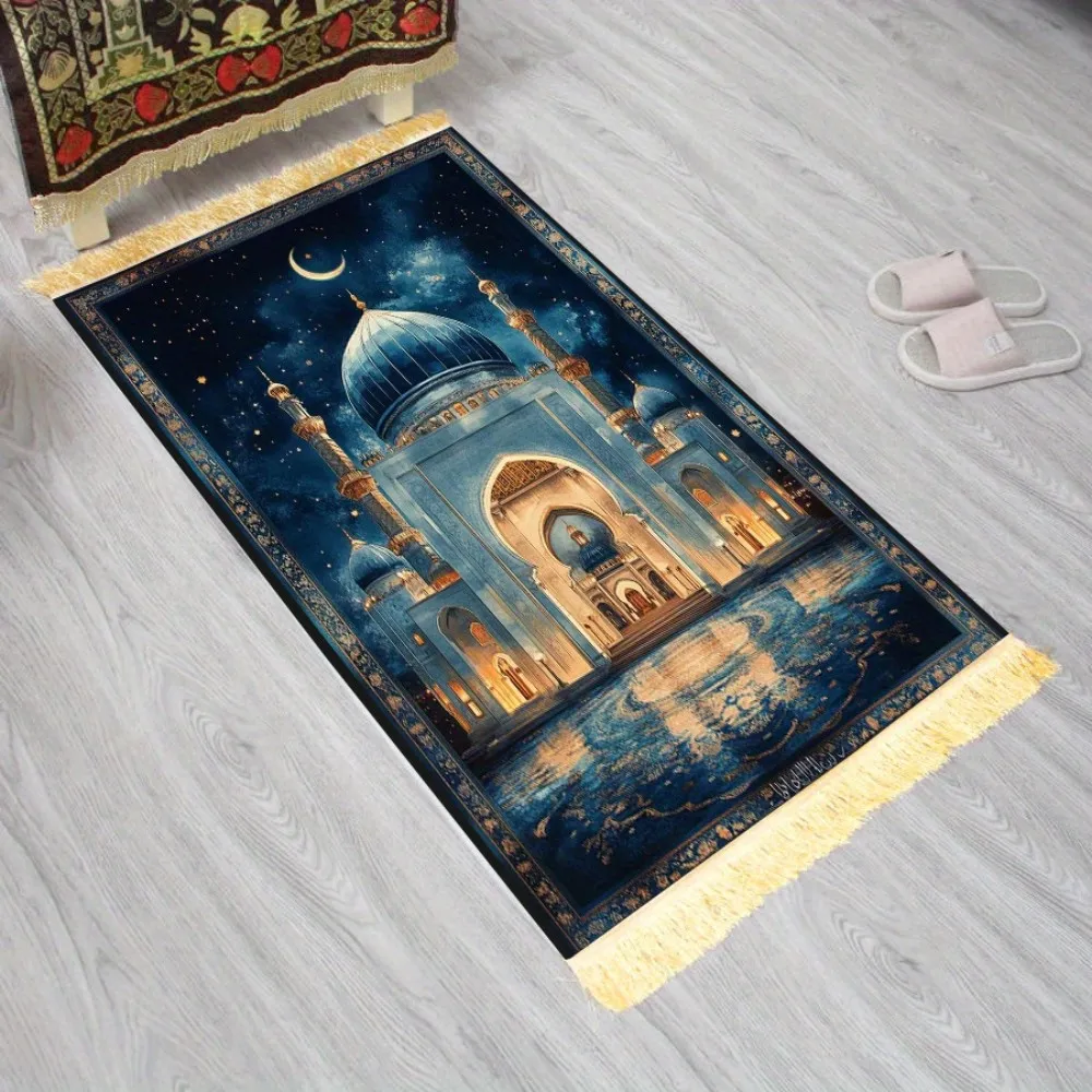 2026 Hot Sale Polyester Muslim Prayer Rug, Portable Islamic Salah Mat, Soft Worship Carpet for Muslim Home Decor, Travel Gift