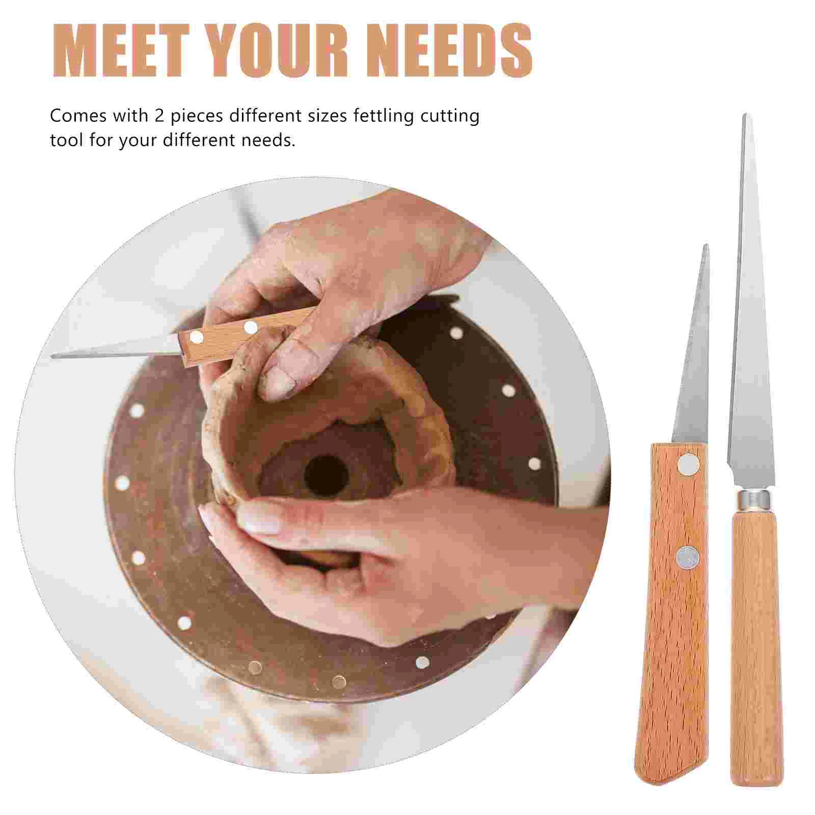 2 Pieces Clay Repair Knife Modeling Tool Pottery Fettling for Sculpting Carving Wooden Handle Convenient