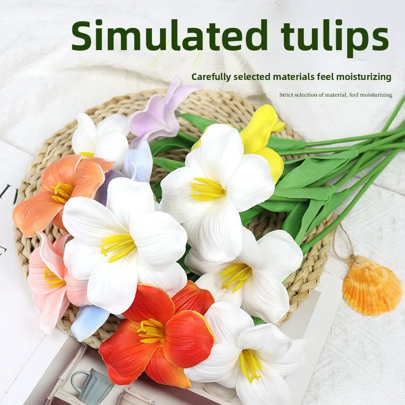 

Brownie Tulip Artificial Flower Wedding Bouquet Fake Flower Tulip Decoration PU Artificial Tulip