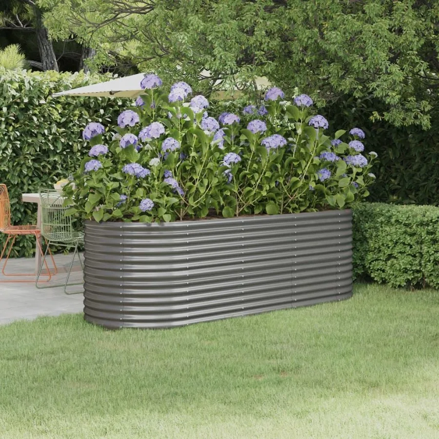 

Garden Raised Bed Powdercoated Steel 88.2x31.5x26.8 Gray