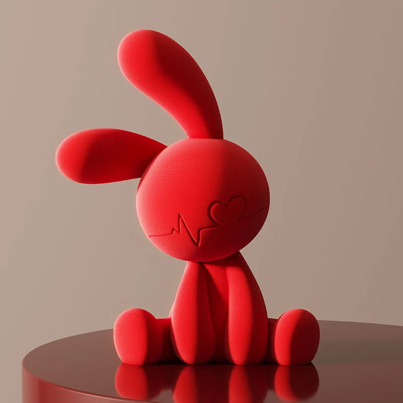 Cute Minimalist Fashion Rabbit Flocking Sculpture. Resin Decorations For Living Room Study Office Children's Room. New Home Gift