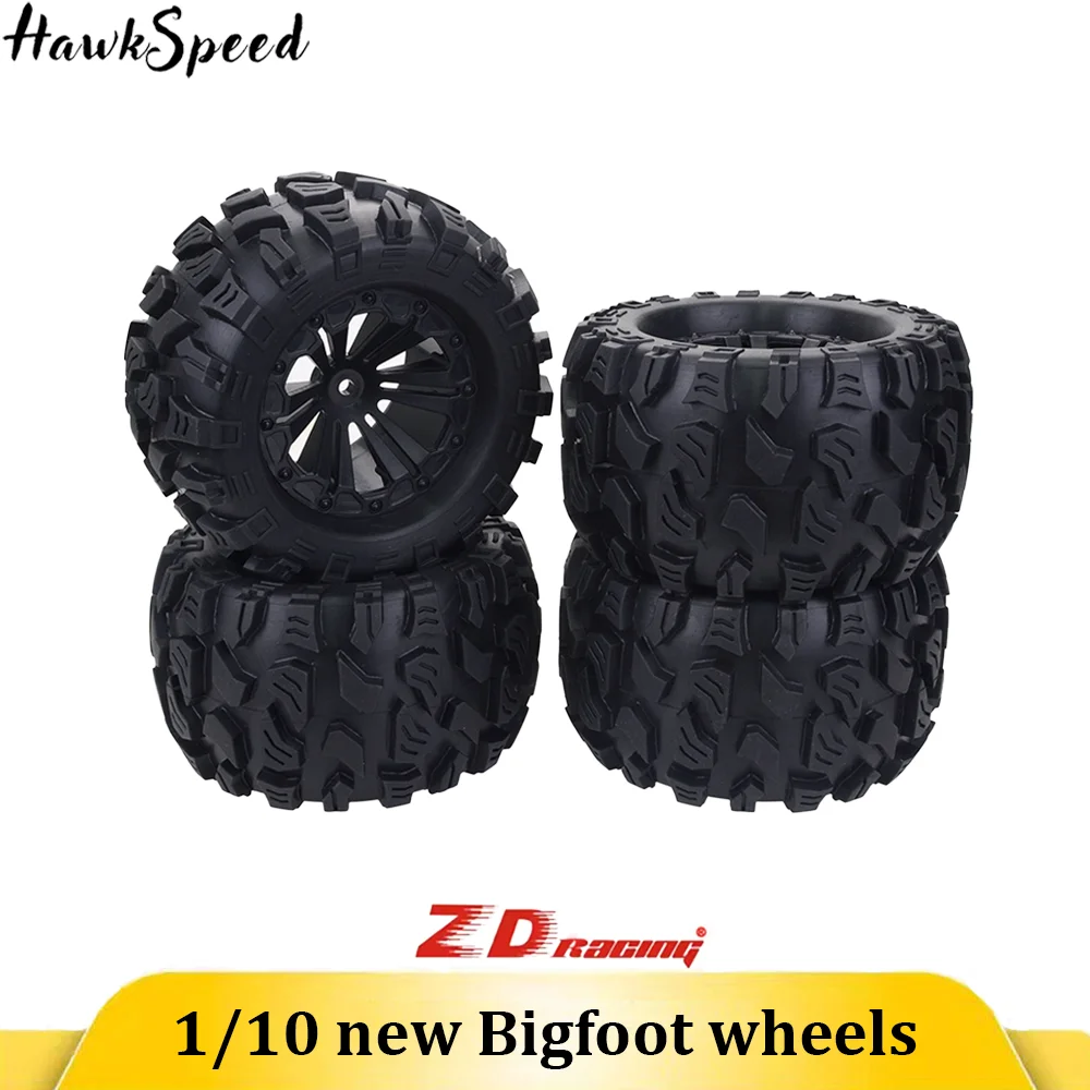 ZD Racing 4PCS 12mm Racing HEX &125mm Wheels Tires For 1/10 Monster Truck Off Road HPI HSP Savage XS TM Flux LRP