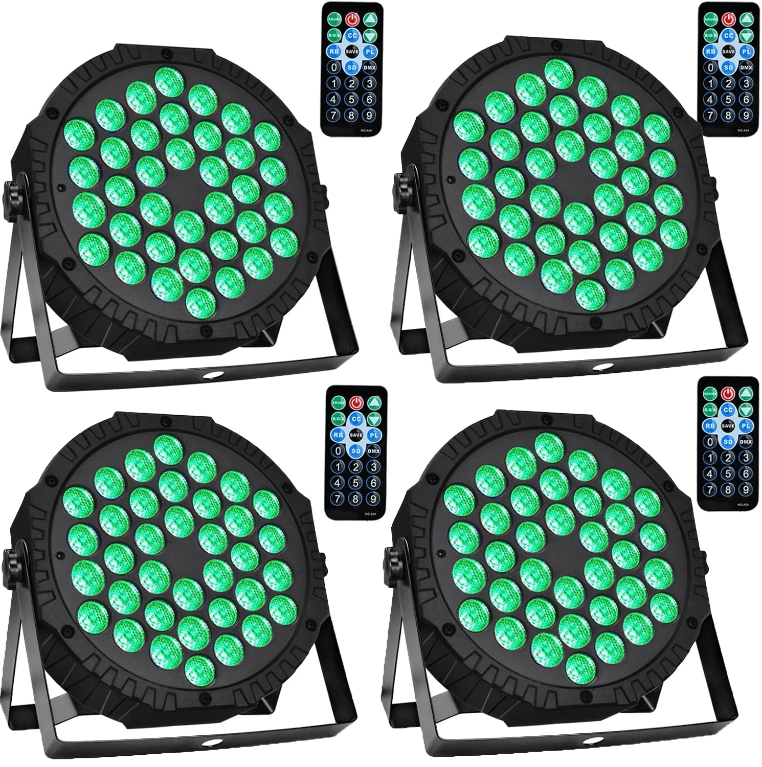 4PCS 36 LED Stage Full Color Flat Par Lighting Effect RGB 3IN1 DMX 512 DJ Disco Party Holiday Christmas Club Wedding Show Lights