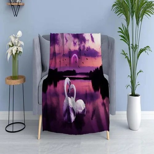 Else Carpet Else Purple Sunset White Swan Wellsoft Patterned 3D Tv Blankets