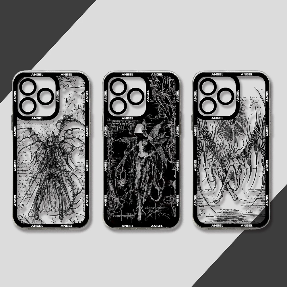 

Retro Punk Angel Cool Phone Case For Samsung S25 S24 S23 S22 S21 S20 S10 Note20 Note10 Plus Ultra Lite 5G Clear Soft TPU Cover