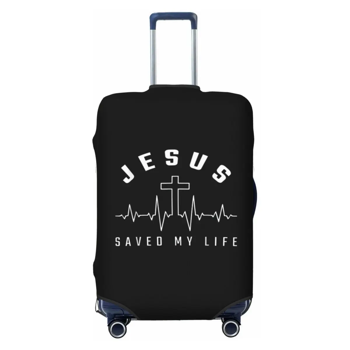 Custom Jesus Saved My Life Travel Luggage Cover Dust Proof Christian Religious Faith Suitcase Cover Protector Fit 18-32 Inch