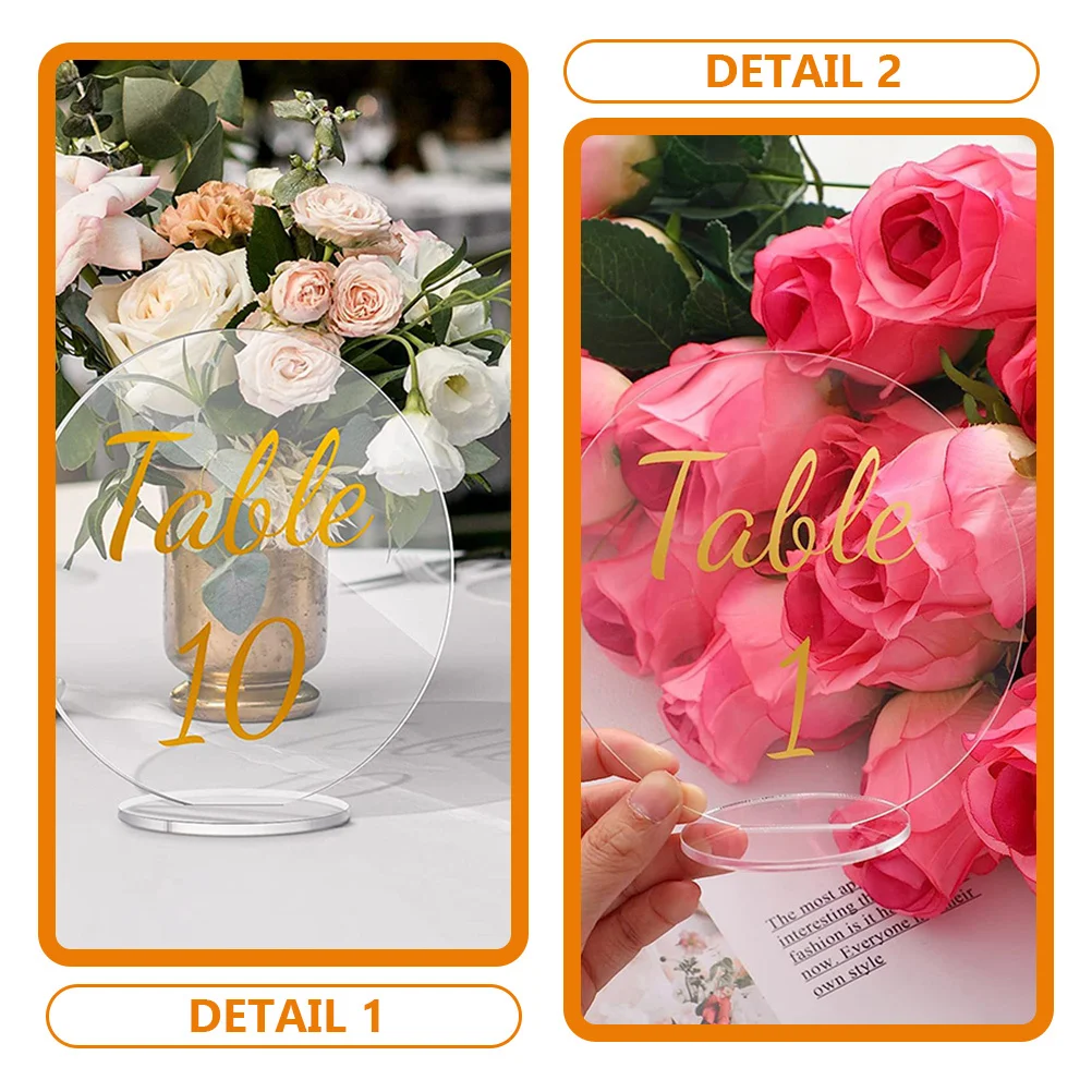 

10Pcs Acrylic Place Cards Reusable Table Number Signs for Weddings Banquets Parties Display Name Cards