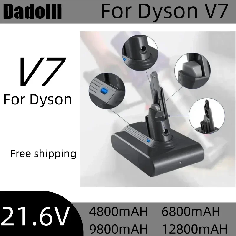 2025 New Dyson V7 battery 21.6V 12800mAh Li-lon Rechargeable Battery For Dyson V7 Battery Animal Pro Vacuum Cleaner Replacement