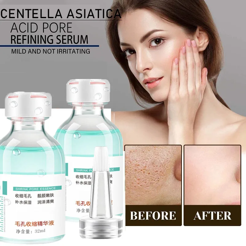 Centella Asiatica Pore Shrink Face Serum Hyaluronic Acid Moisturizing Nourish Smooth Pores Repair Essence Firm Korean Cosmetics