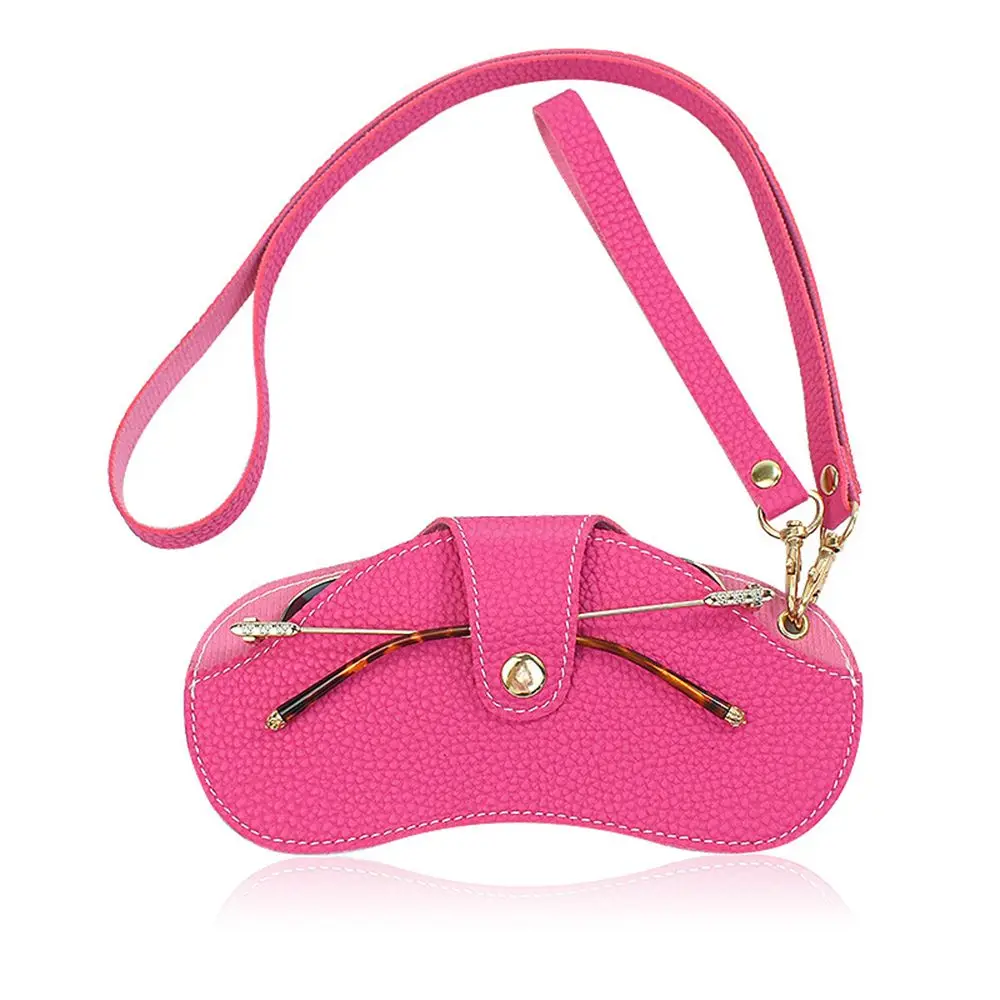 

Storege Case Hanging Neck Wrist With Buckle Female Eyewear Protector Sunglasses Pouch PU Leather Glasses Case Eyewear Pouch