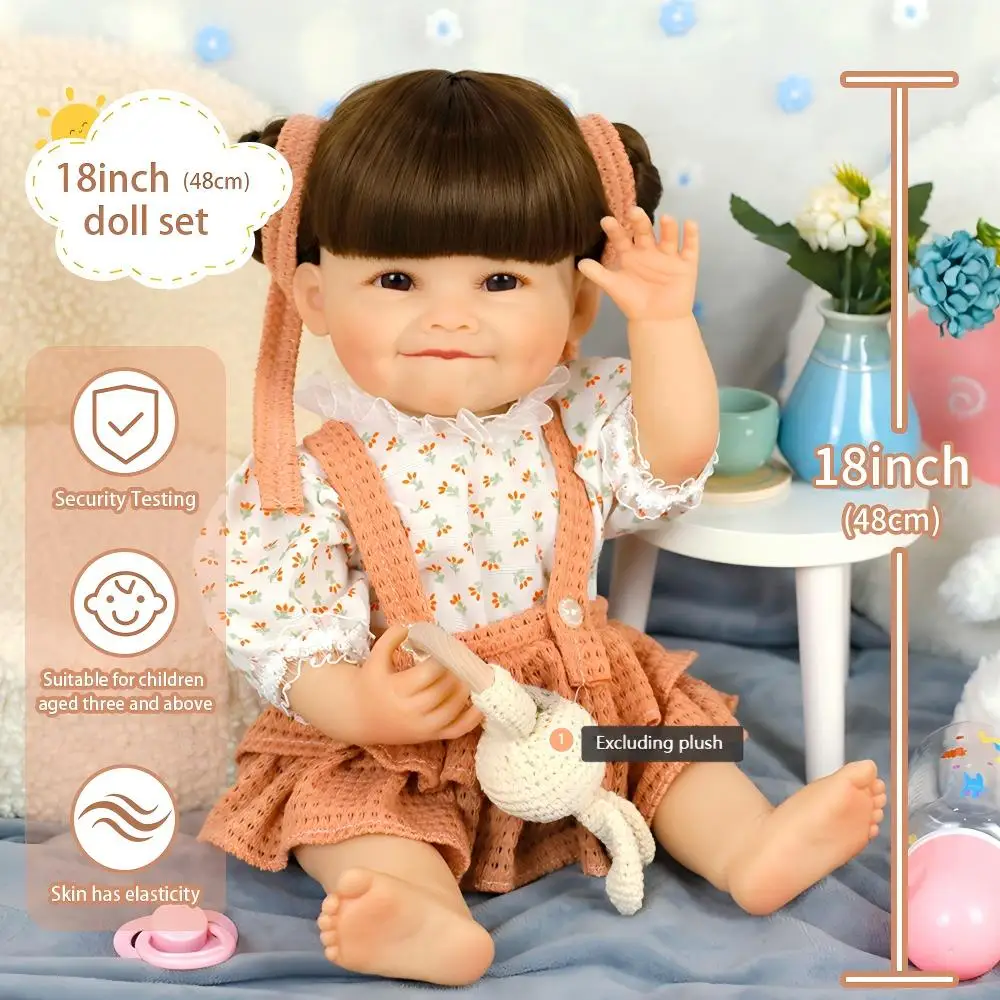 

18inch Reborn Baby Girl Doll Raya Full Body Silicone Vinyl Lifelike Soft Touch High Quality Doll Christmas Gifts for Children