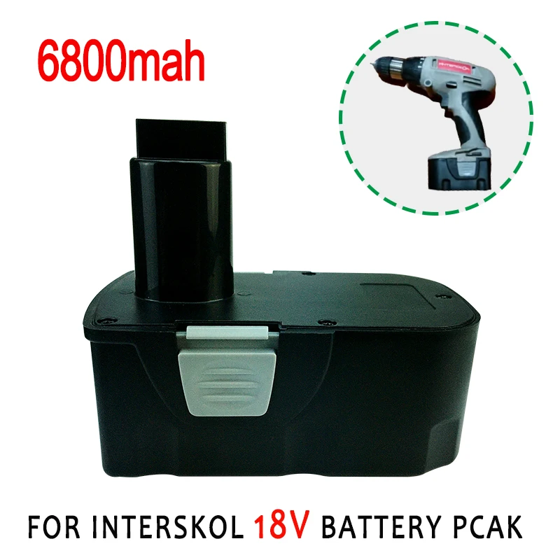 18V 6800mAh Ni-CD/Ni-MH Screwdriver Replacement Rechargeable Battery,Suit for Interskol DA-18ER Power Tool Cordless Drill H18